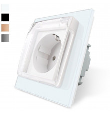 Розетка влагозащищенная с крышкой белый стекло Livolo (VL-C7C1EUWF-11)