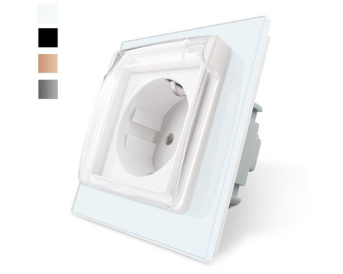 Розетка влагозащищенная с крышкой белый стекло Livolo (VL-C7C1EUWF-11)