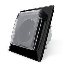 Розетка влагозащищенная с крышкой черный стекло Livolo (VL-C7C1EUWF-12)