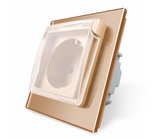 Розетка влагозащищенная с крышкой золото стекло Livolo (VL-C7C1EUWF-13)