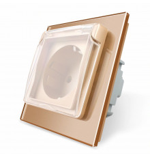 Розетка влагозащищенная с крышкой золото стекло Livolo (VL-C7C1EUWF-13)