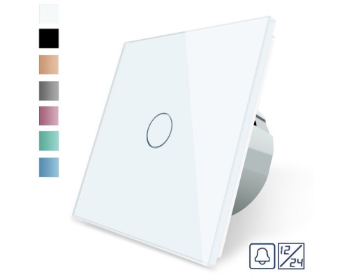 Сенсорная кнопка 1 сенсор 12/24V белый стекло Livolo (VL-C701CH-11)