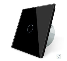 Сенсорная кнопка 1 сенсор Импульсный выключатель Мастер кнопка черный стекло Livolo (VL-C701H-12)