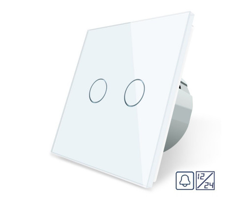 Сенсорная кнопка 2 сенсора 12/24В белый стекло Livolo (VL-C702CH-11)