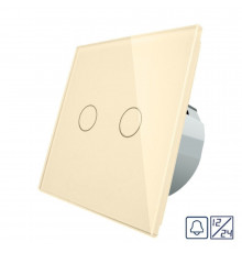 Сенсорная кнопка 2 сенсора 12/24В бежевый стекло Livolo (VL-C702CH-16)