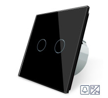 Сенсорная кнопка 2 сенсора 12/24В черный стекло Livolo (VL-C702CH-12)