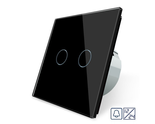 Сенсорная кнопка 2 сенсора 12/24В черный стекло Livolo (VL-C702CH-12)