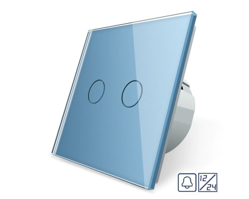 Сенсорная кнопка 2 сенсора 12/24В голубой стекло Livolo (VL-C702CH-19)