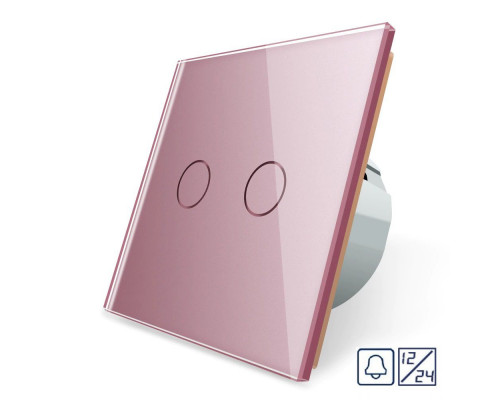 Сенсорная кнопка 2 сенсора 12/24В розовый стекло Livolo (VL-C702CH-17)