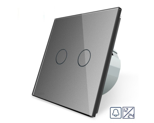 Сенсорная кнопка 2 сенсора 12/24В серый стекло Livolo (VL-C702CH-15)