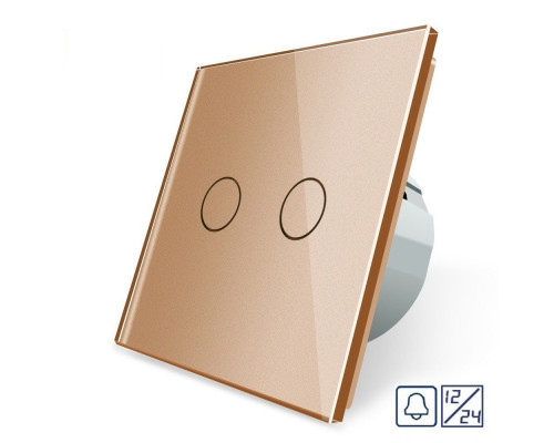 Сенсорная кнопка 2 сенсора 12/24В золотой стекло Livolo (VL-C702CH-13)