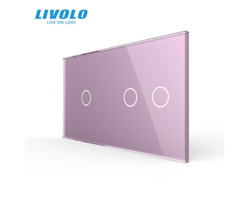 Сенсорна панель для вимикача 3 сенсора (1-2) рожевий скло Livolo (C7-C1/C2-17)