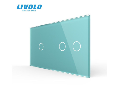 Сенсорна панель для вимикача 3 сенсора (1-2) зелений скло Livolo (C7-C1/C2-18)