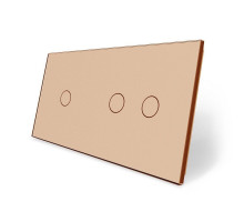 Сенсорная панель для выключателя 3 сенсора (1-2) золото стекло Livolo (C7-C1/C2-13)
