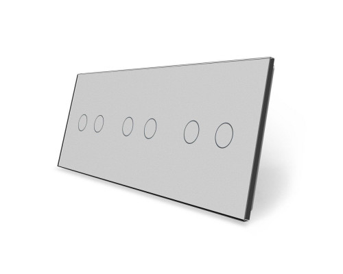 Сенсорная панель для выключателя 6 сенсоров (2-2-2) серый стекло Livolo (C7-C2/C2/C2-15)