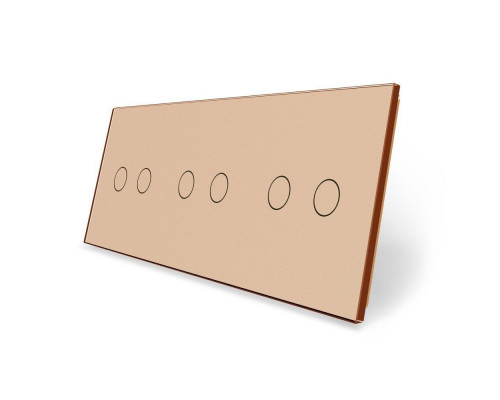 Сенсорная панель для выключателя 6 сенсоров (2-2-2) золото стекло Livolo (C7-C2/C2/C2-13)