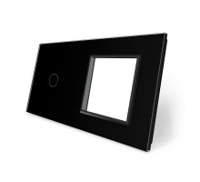Сенсорная панель комбинированная для выключателя 1 сенсор 1 розетка (1-0) черный стекло Livolo (C7-C1/SR-12)
