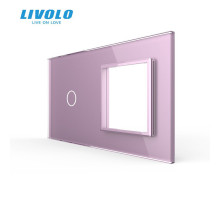 Сенсорная панель комбинированная для выключателя 1 сенсор 1 розетка (1-0) розовый стекло Livolo (C7-C1/SR-17)