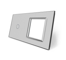 Сенсорная панель комбинированная для выключателя 1 сенсор 1 розетка (1-0) серый стекло Livolo (C7-C1/SR-15)