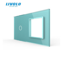 Сенсорная панель комбинированная для выключателя 1 сенсор 1 розетка (1-0) зеленый стекло Livolo (C7-C1/SR-18)