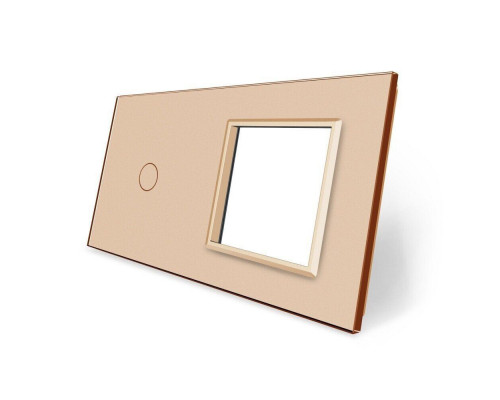 Сенсорная панель комбинированная для выключателя 1 сенсор 1 розетка (1-0) золото стекло Livolo (C7-C1/SR-13)