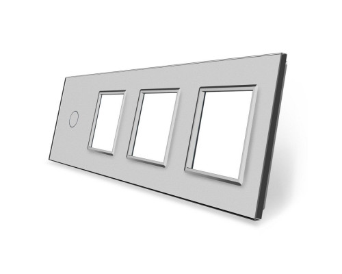 Сенсорная панель комбинированная для выключателя 1 сенсор 3 розетки (1-0-0-0) серый стекло Livolo (C7-C1/SR/SR/SR-15)