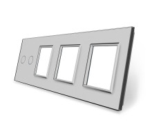 Сенсорная панель комбинированная для выключателя 2 сенсор 3 розетки (2-0-0-0) серый стекло Livolo (C7-C2/SR/SR/SR-15)