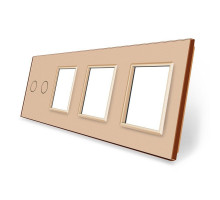 Сенсорная панель комбинированная для выключателя 2 сенсор 3 розетки (2-0-0-0) золото стекло Livolo (C7-C2/SR/SR/SR-13)