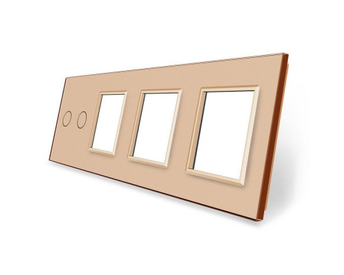 Сенсорная панель комбинированная для выключателя 2 сенсор 3 розетки (2-0-0-0) золото стекло Livolo (C7-C2/SR/SR/SR-13)