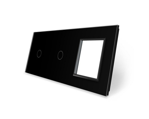 Сенсорная панель комбинированная для выключателя 2 сенсора 1 розетка (1-1-0) черный стекло Livolo (C7-C1/C1/SR-12)