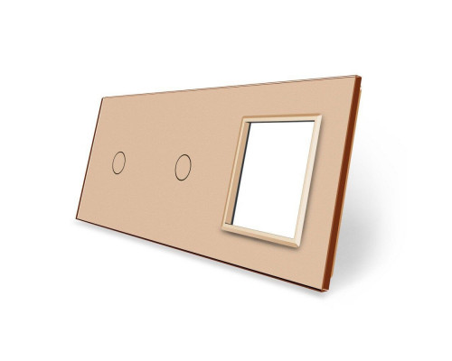 Сенсорная панель комбинированная для выключателя 2 сенсора 1 розетка (1-1-0) золото стекло Livolo (C7-C1/C1/SR-13)