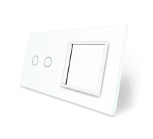 Сенсорная панель комбинированная для выключателя 2 сенсора 1 розетка (2-0) белый стекло Livolo (C7-C2/SR-11)