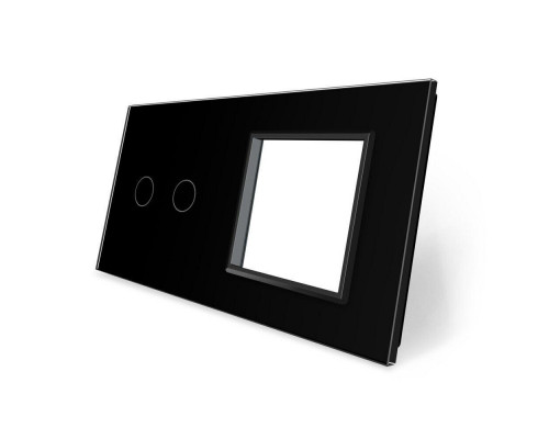 Сенсорная панель комбинированная для выключателя 2 сенсора 1 розетка (2-0) черный стекло Livolo (C7-C2/SR-12)