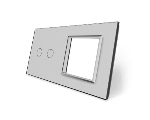 Сенсорная панель комбинированная для выключателя 2 сенсора 1 розетка (2-0) серый стекло Livolo (C7-C2/SR-15)