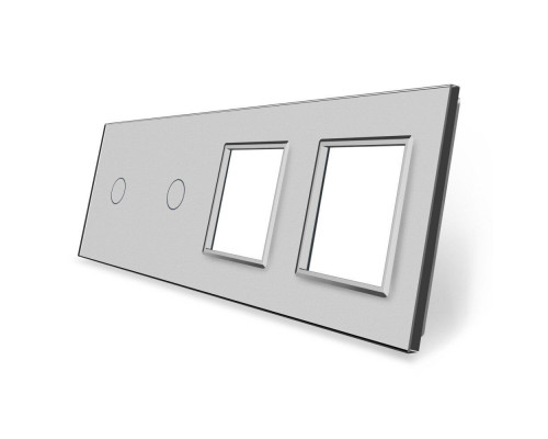 Сенсорная панель комбинированная для выключателя 2 сенсора 2 розетки (1-1-0-0) серый стекло Livolo (C7-C1/C1/SR/SR-15)