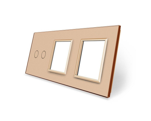 Сенсорная панель комбинированная для выключателя 2 сенсора 2 розетки (2-0-0) золото стекло Livolo (C7-C2/SR/SR-13)