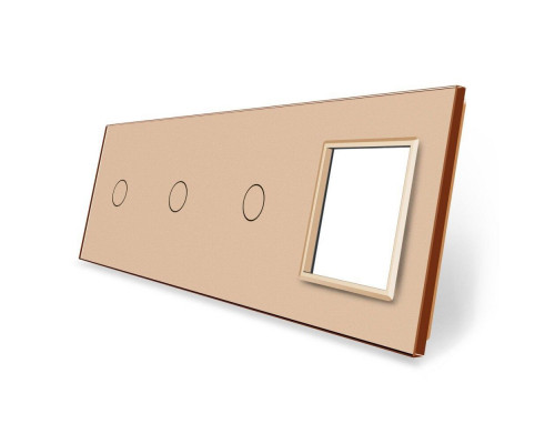 Сенсорная панель комбинированная для выключателя 3 сенсора 1 розетка (1-1-1-0) золото стекло Livolo (C7-C1/C1/C1/SR-13)