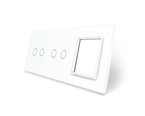 Сенсорная панель комбинированная для выключателя 4 сенсора 1 розетка (2-2-0) белый стекло Livolo (C7-C2/C2/SR-11)