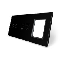 Сенсорная панель комбинированная для выключателя 4 сенсора 1 розетка (2-2-0) черный стекло Livolo (C7-C2/C2/SR-12)
