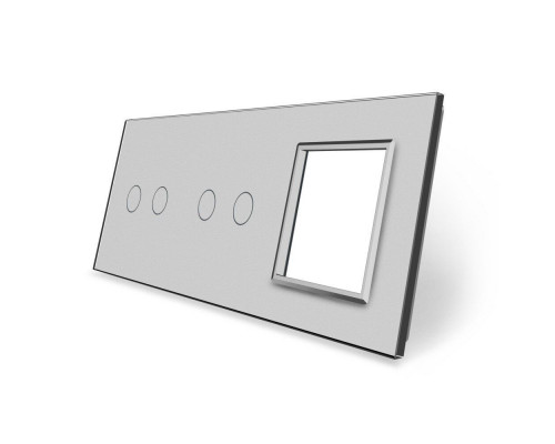 Сенсорная панель комбинированная для выключателя 4 сенсора 1 розетка (2-2-0) серый стекло Livolo (C7-C2/C2/SR-15)