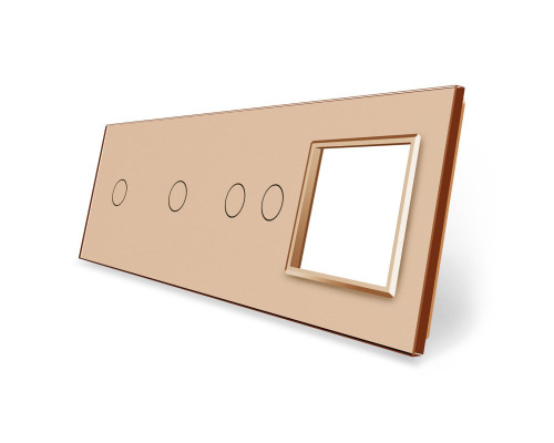 Сенсорная панель выключателя 4 сенсора и розетку (1-1-2-0) золото стекло Livolo (VL-P701/01/02/E-8A)