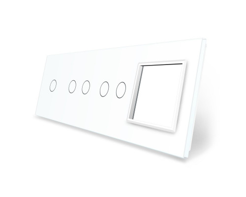 Сенсорная панель выключателя 5 сенсоров и розетку (1-2-2-0) белый стекло Livolo (VL-P701/02/02/E-8W)