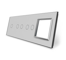 Сенсорная панель выключателя 5 сенсоров и розетку (1-2-2-0) серый стекло Livolo (VL-P701/02/02/E-8I)
