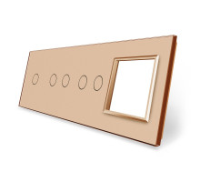 Сенсорная панель выключателя 5 сенсоров и розетку (1-2-2-0) золото стекло Livolo (VL-P701/02/02/E-8A)