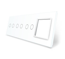 Сенсорная панель выключателя 6 сенсоров и розетку (2-2-2-0) белый стекло Livolo (VL-P702/02/02/E-8W)