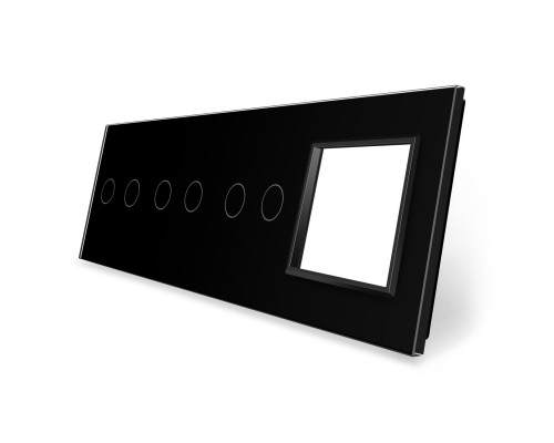 Сенсорная панель выключателя 6 сенсоров и розетку (2-2-2-0) черный стекло Livolo (VL-P702/02/02/E-8B)