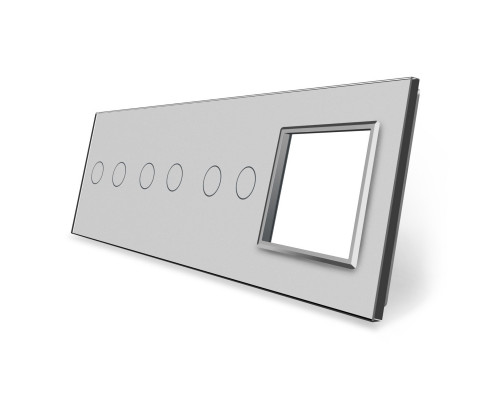 Сенсорная панель выключателя 6 сенсоров и розетку (2-2-2-0) серый стекло Livolo (VL-P702/02/02/E-8I)