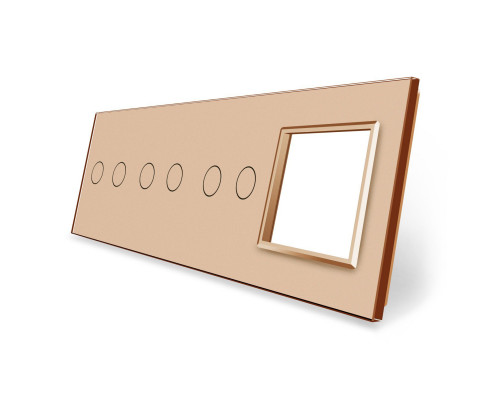 Сенсорная панель выключателя 6 сенсоров и розетку (2-2-2-0) золото стекло Livolo (VL-P702/02/02/E-8A)