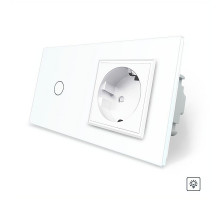 Сенсорный диммер 1 сенсор 1 розетка белый стекло Livolo (VL-C701D/C7C1EU-11)