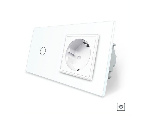 Сенсорный диммер 1 сенсор 1 розетка белый стекло Livolo (VL-C701D/C7C1EU-11)